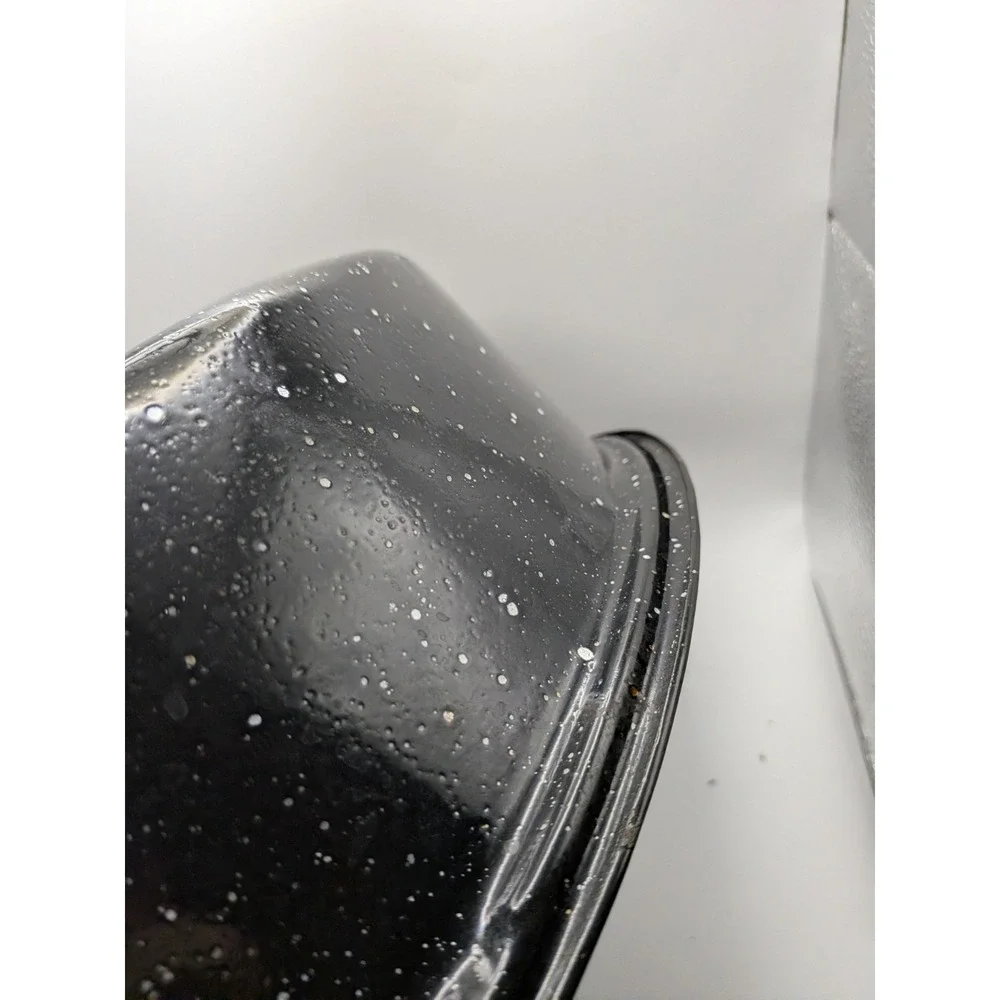 Black Speckled Enamelware Large Roaster Vintage Splatterware Roasting Pan & Lid